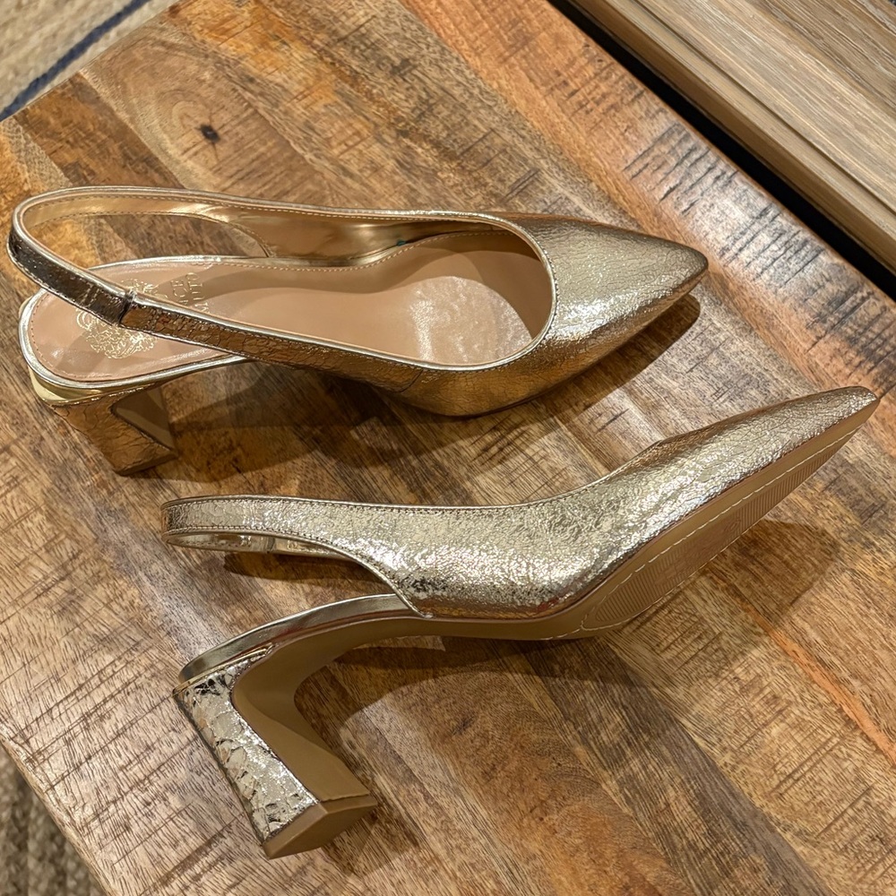 Gold Metallic Vince Camuto Slingback Heels
